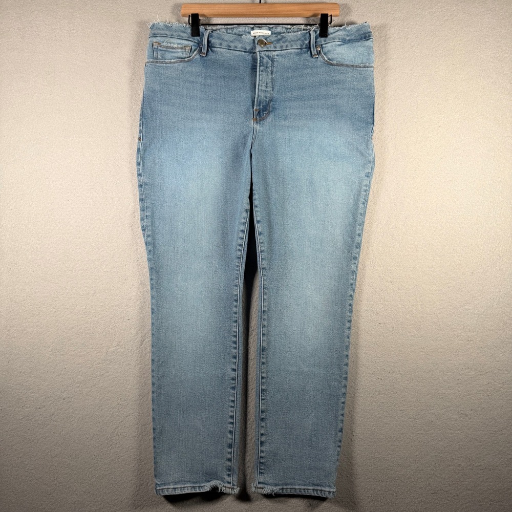Good American Womens 16 Light Wash Raw Hem Straight Leg Jeans GCL602T BLUE846